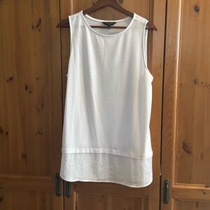 Banana Republic Luxespun Mixed Media White Sleeveless Tank Top Minimalist Design